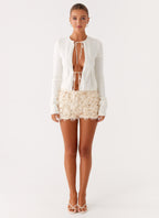 Candy Sequin Mini Shorts - White