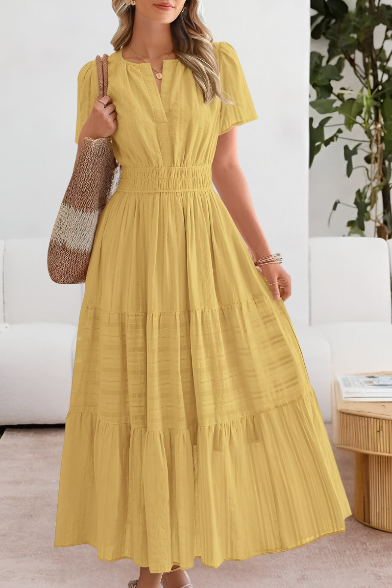 Dames Korte Mouwen Boho Maxi Zomerjurk