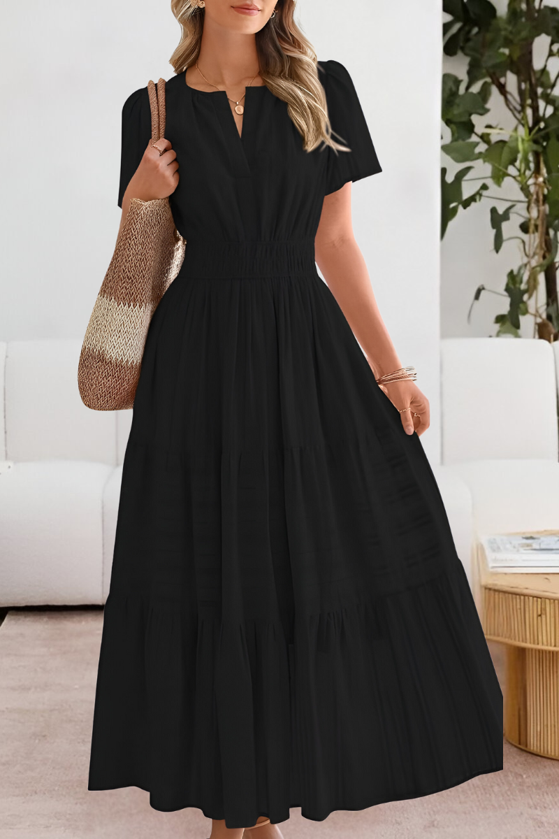 Dames Korte Mouwen Boho Maxi Zomerjurk