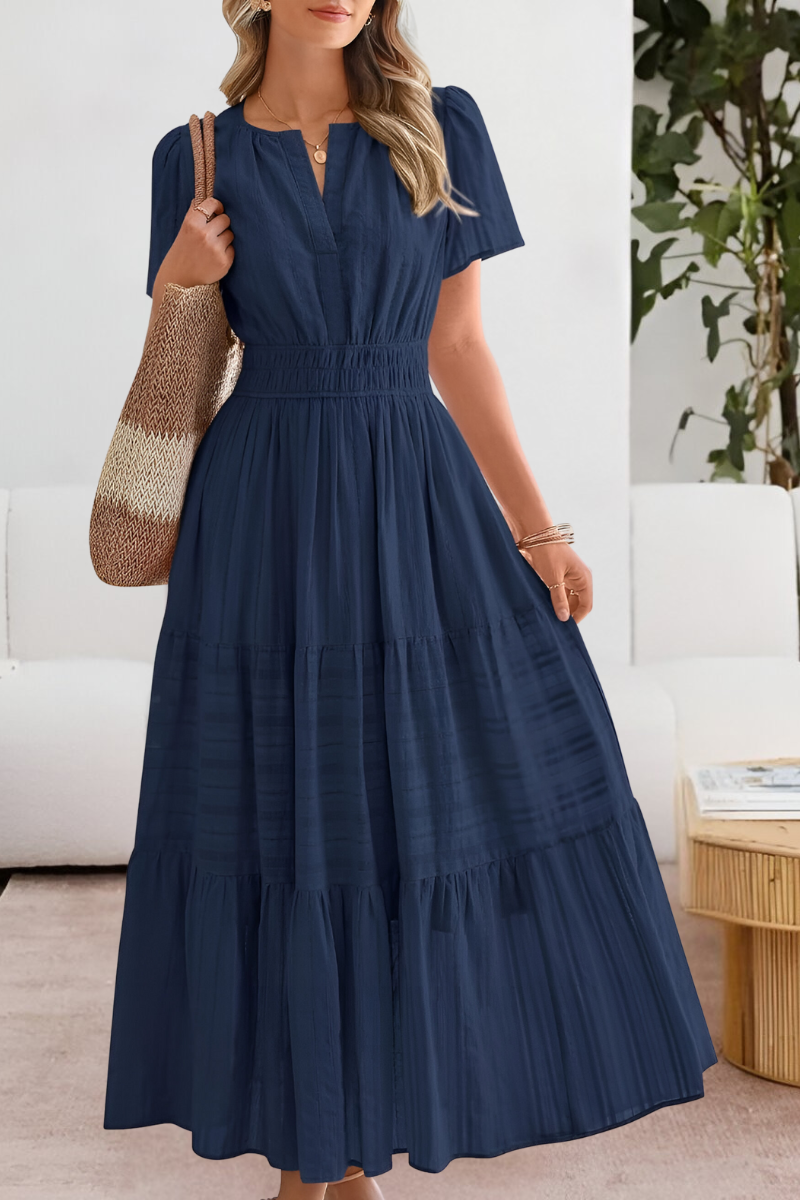 Dames Korte Mouwen Boho Maxi Zomerjurk