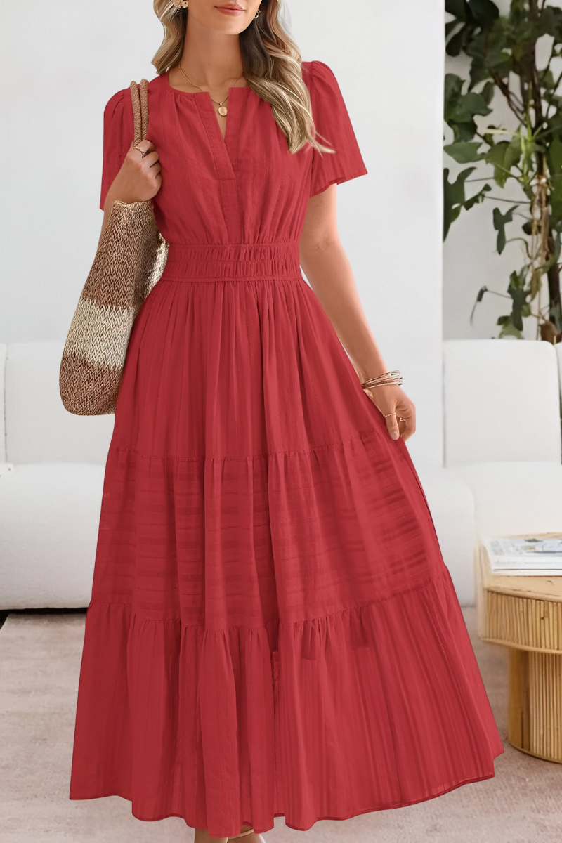 Dames Korte Mouwen Boho Maxi Zomerjurk