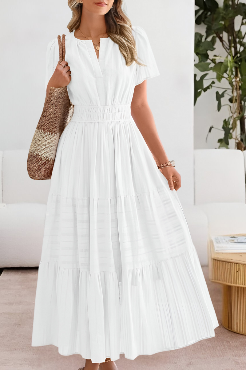 Dames Korte Mouwen Boho Maxi Zomerjurk