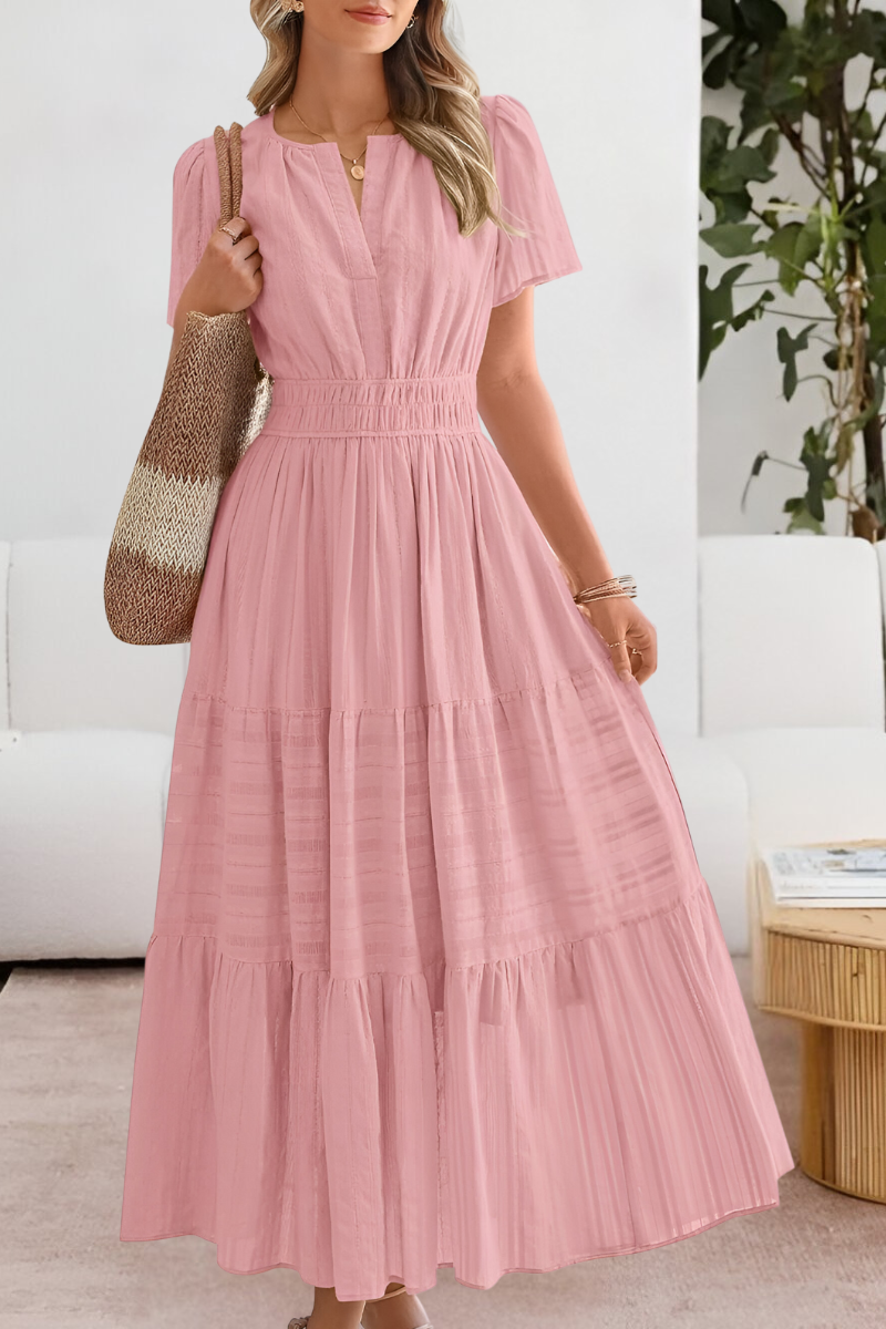 Dames Korte Mouwen Boho Maxi Zomerjurk