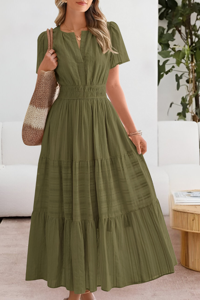 Dames Korte Mouwen Boho Maxi Zomerjurk