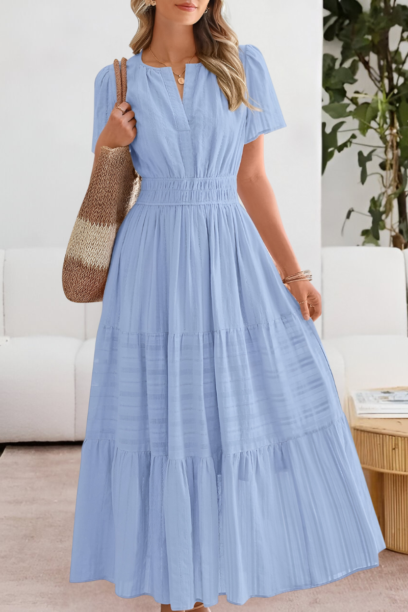 Dames Korte Mouwen Boho Maxi Zomerjurk