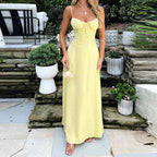 Dames Elegante Lange Korset Maxi Jurk Met Bandjes