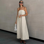 Dames Elegante Maxi Linnen Zomerjurk