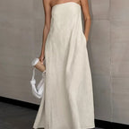 Dames Elegante Maxi Linnen Zomerjurk