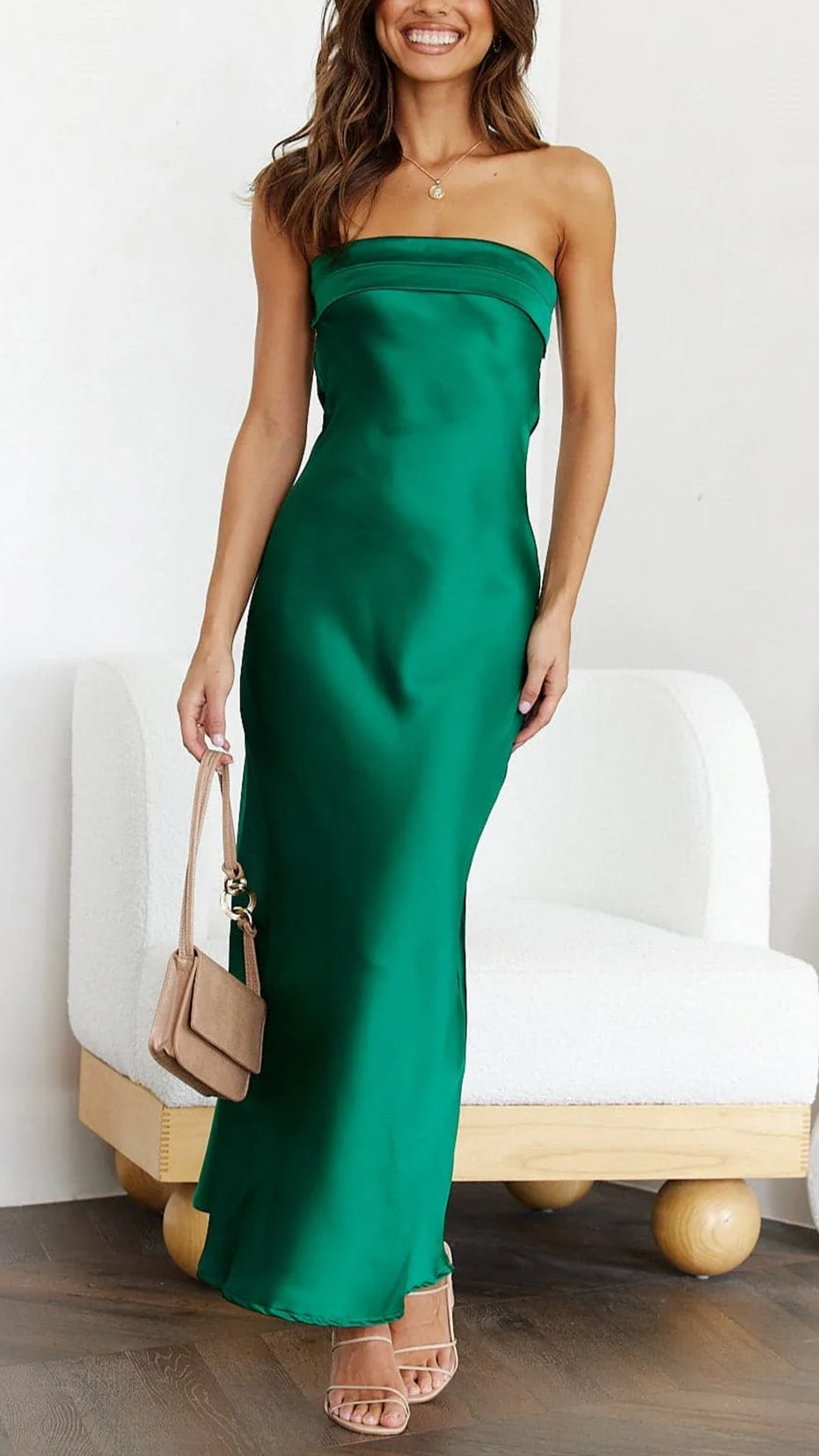Dames Elegante Off Shoulder Satijnen Maxi Jurk