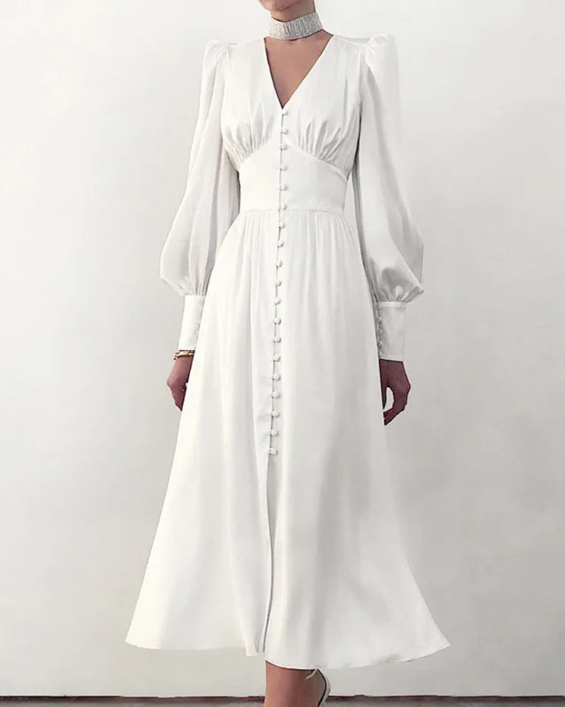Dames Elegante Satijnen Maxi Jurk Met V-Hals