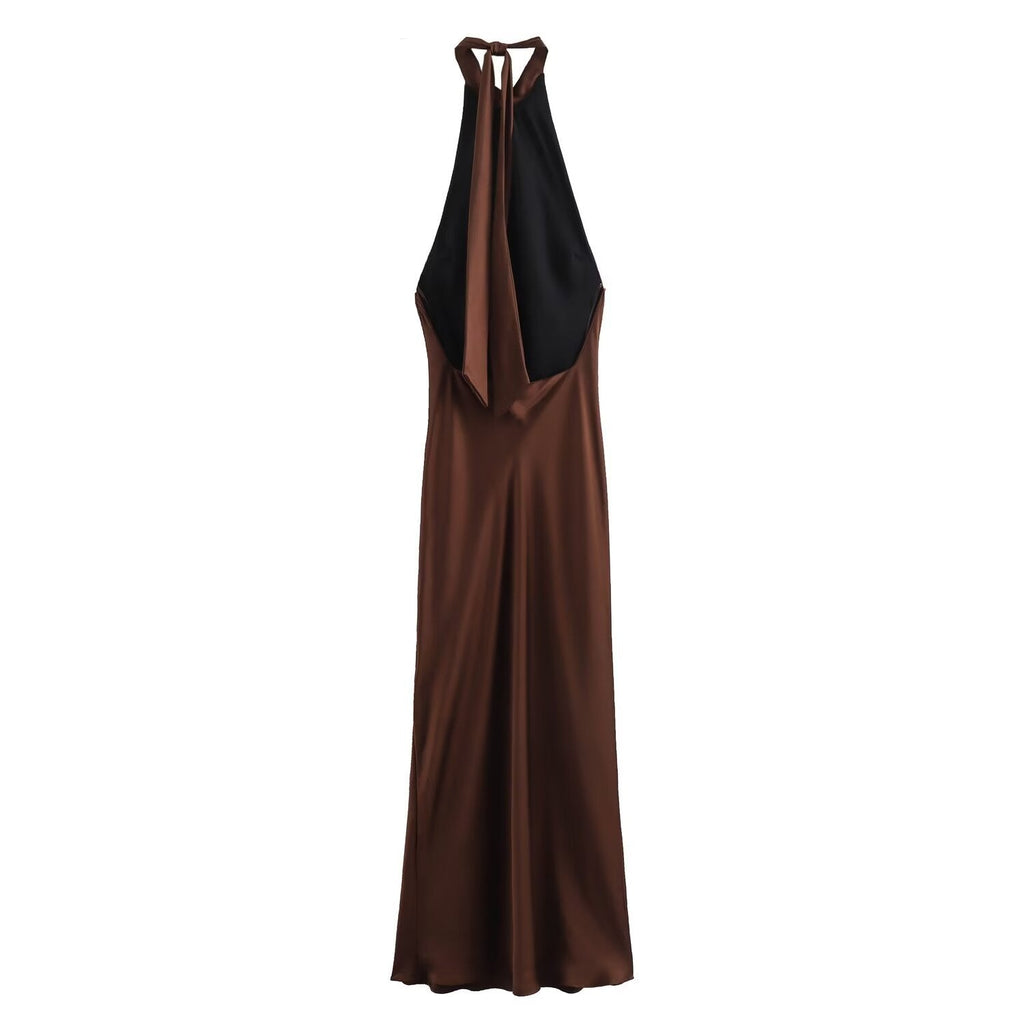 Dames Mouwloze Bruiloft Gast Halter Maxi Jurk