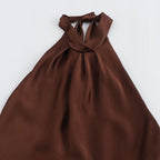 Dames Mouwloze Bruiloft Gast Halter Maxi Jurk