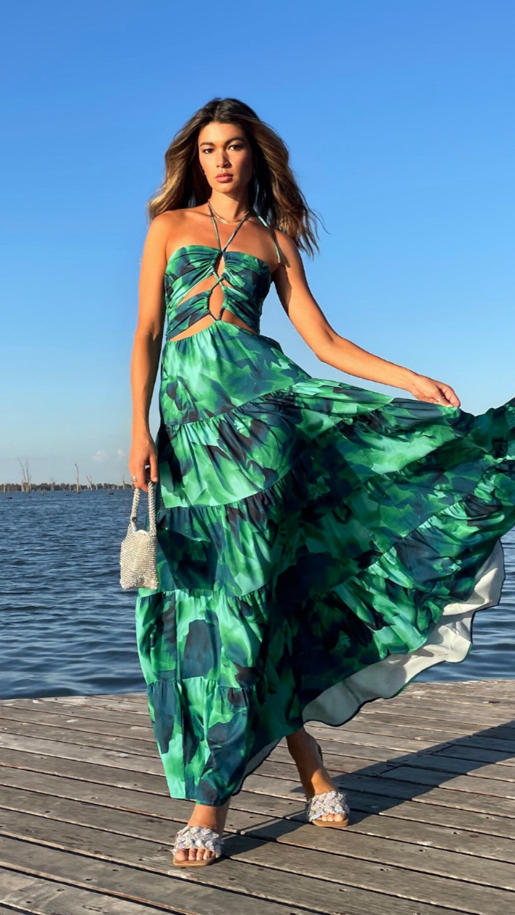 Dames Stijlvolle Maxi Jurk Met Halterhals