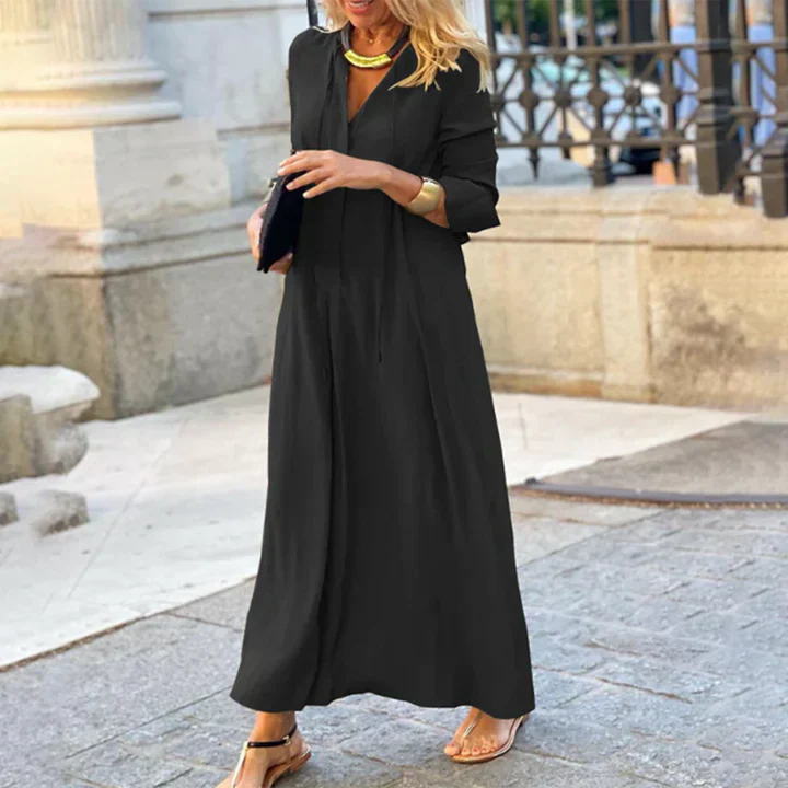 Dames Comfortabele V-Hals Maxi-Jurk