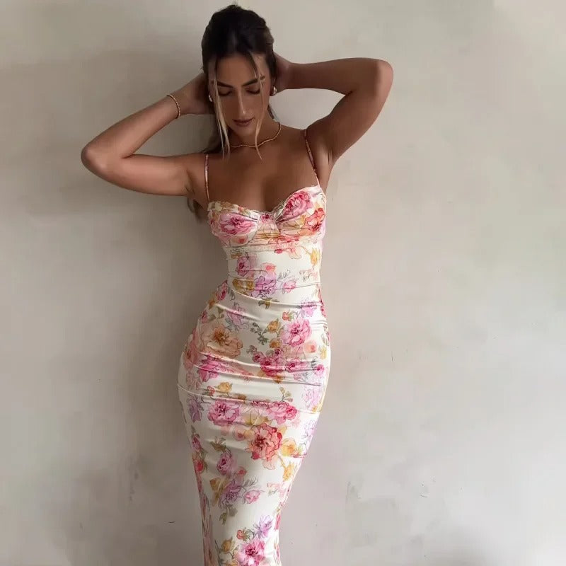 Dames Elegante Maxi-Jurk Met Bloemenprint
