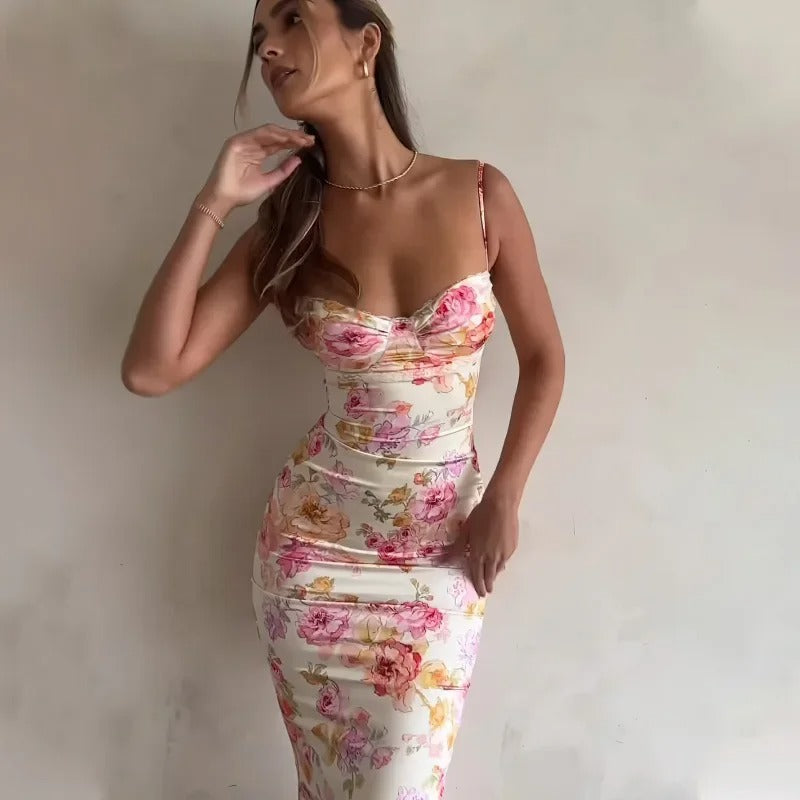Dames Elegante Maxi-Jurk Met Bloemenprint