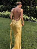 Dames One-Shoulder Asymmetrische Satijnen Maxi-Jurk