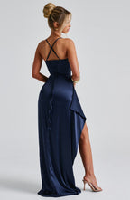 Dames Elegante Maxi Avondjurk Met Spaghettibandjes En Split