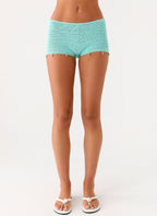 Idalia Beaded Crochet Shorts - Blue