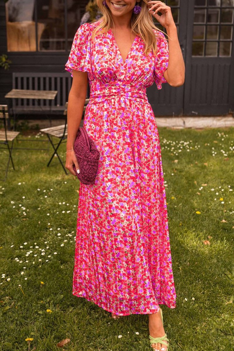Dames Elegante Bruiloft Gast Maxi Jurk Met V-Hals