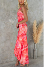 Dames Elegante Zomer Maxi Jurk Met Geplooide Rok