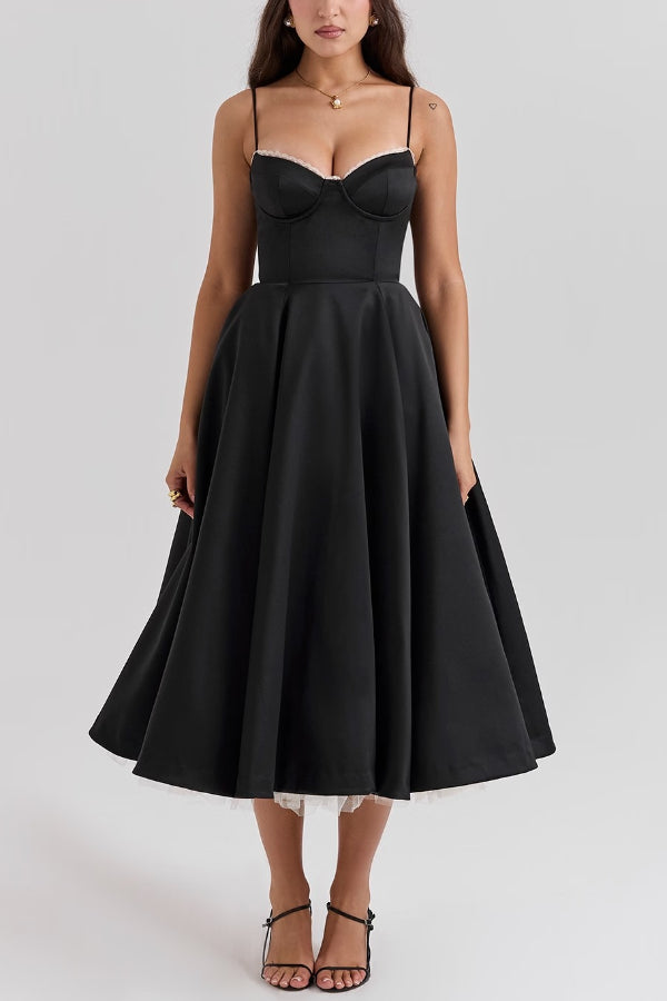 Dames Elegante Maxi Jurk Met Spaghettibandjes, V-Hals En Tule Rok