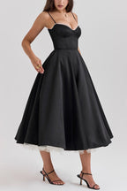 Dames Elegante Maxi Jurk Met Spaghettibandjes, V-Hals En Tule Rok