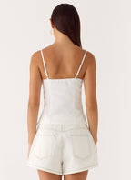 Owen A-Line Denim Shorts - White