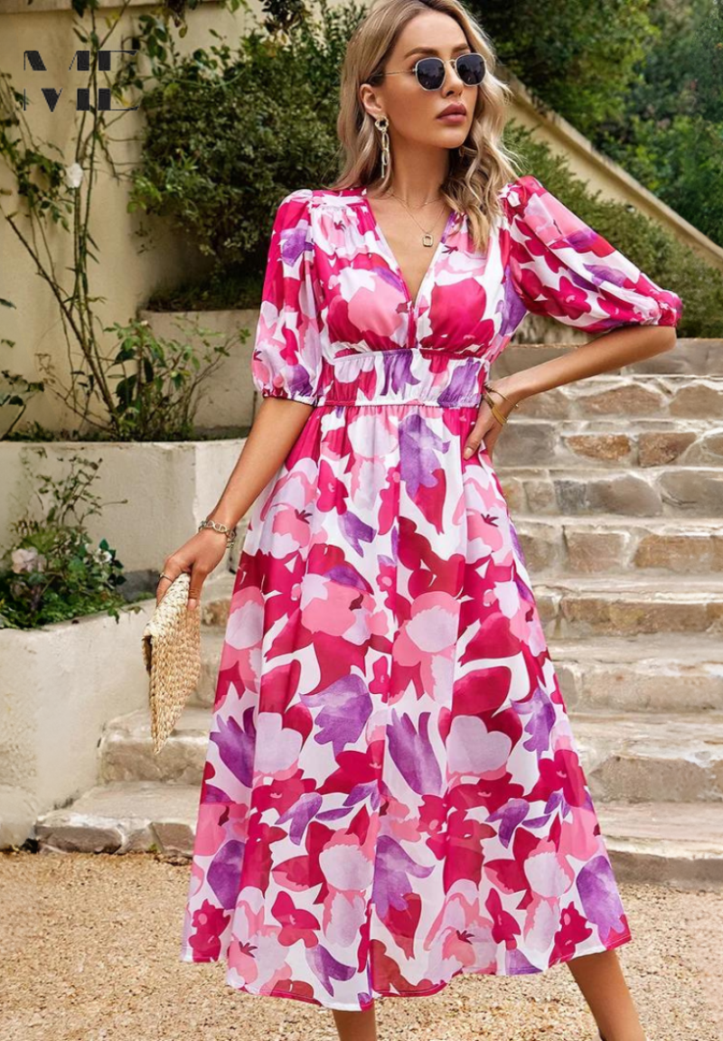 Dames Stijlvolle Maxi Jurk Met Bloemenprint