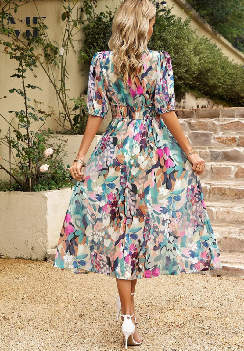 Dames Stijlvolle Maxi Jurk Met Bloemenprint