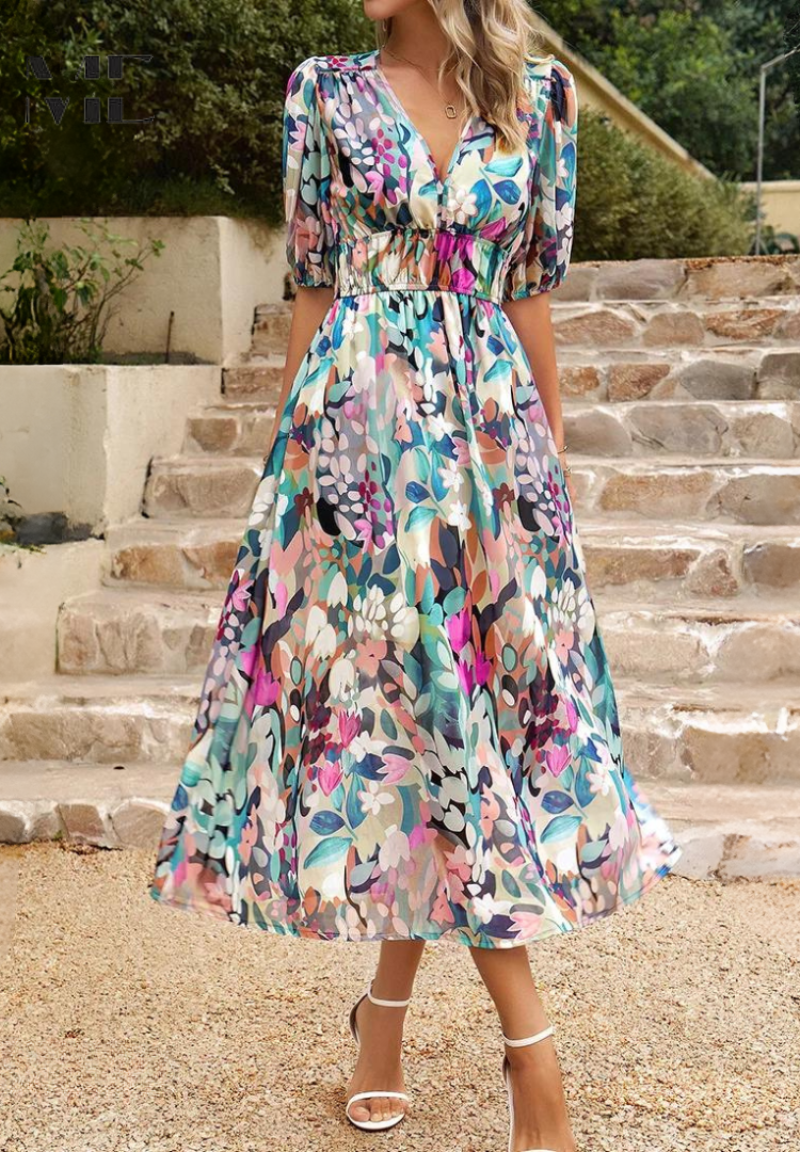 Dames Stijlvolle Maxi Jurk Met Bloemenprint