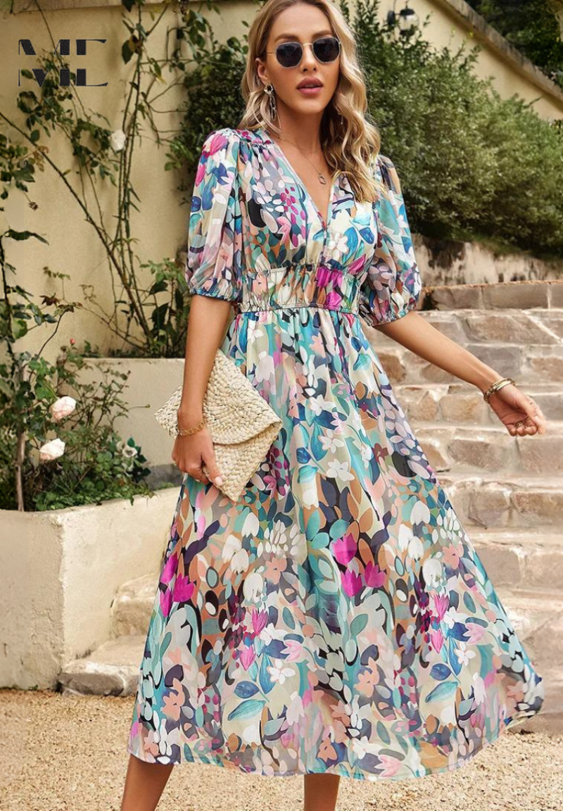 Dames Stijlvolle Maxi Jurk Met Bloemenprint