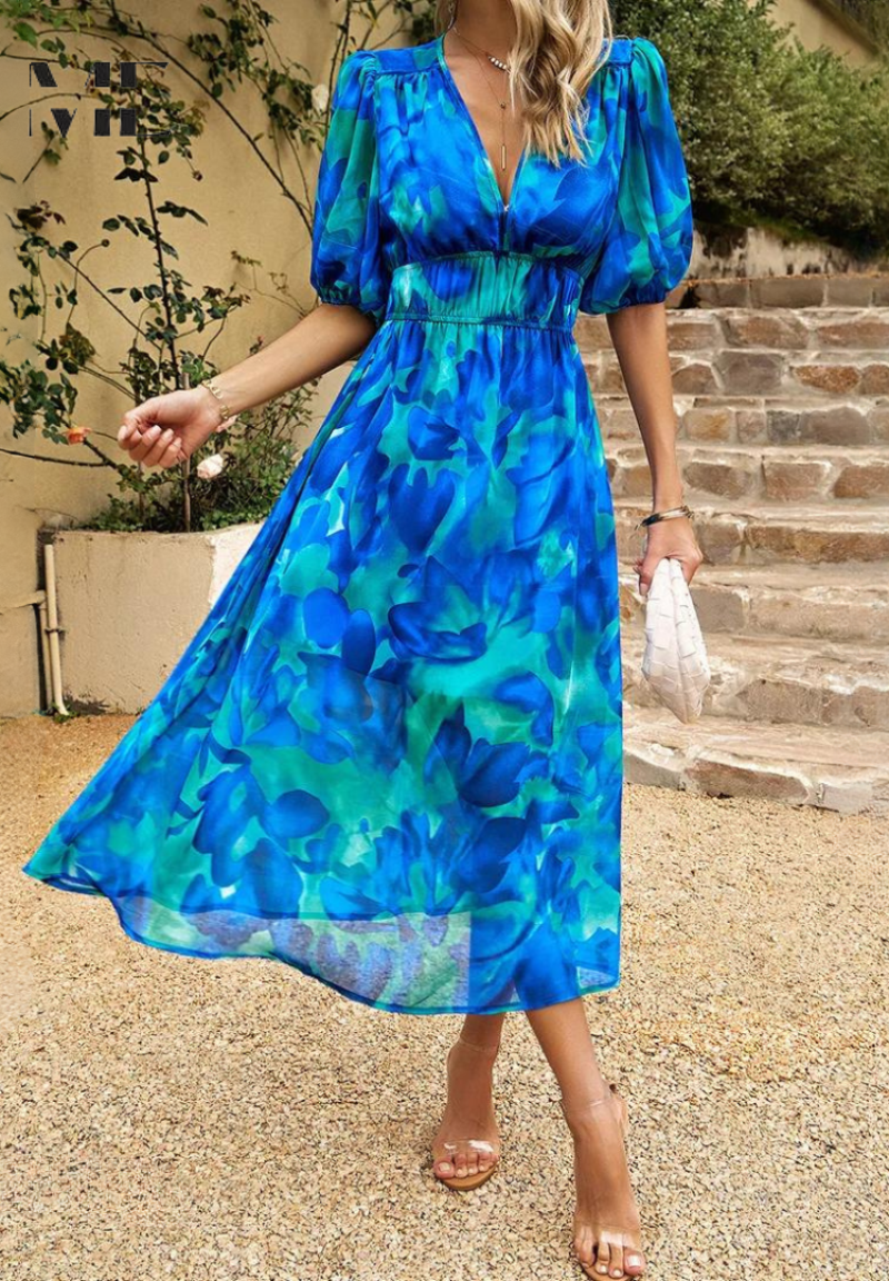 Dames Stijlvolle Maxi Jurk Met Bloemenprint