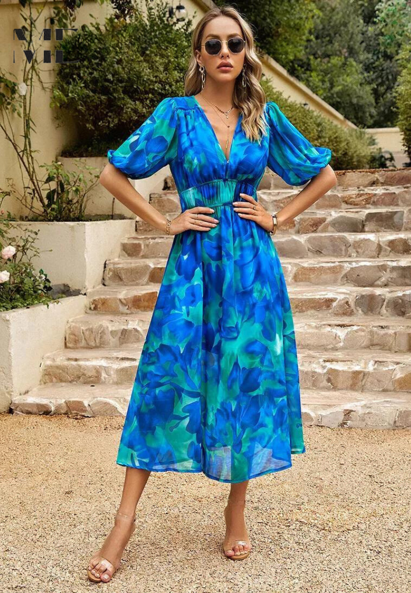 Dames Stijlvolle Maxi Jurk Met Bloemenprint