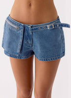 Tatina Denim Mini Shorts - Blue